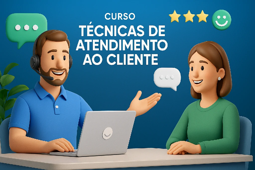 Capa do curso de TÉCNICAS DE ATENDIMENTO AO CLIENTE